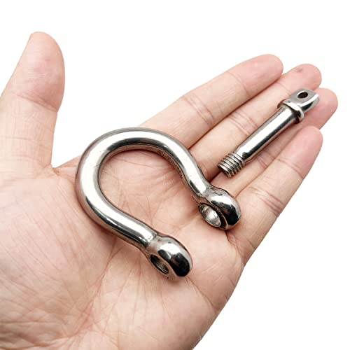 2 Pcs 3/8 Inch Screw Pin Anchor Shackle, MYYZMY 304 Stainless Steel Shackles for Chains Wirerope, 10 mm