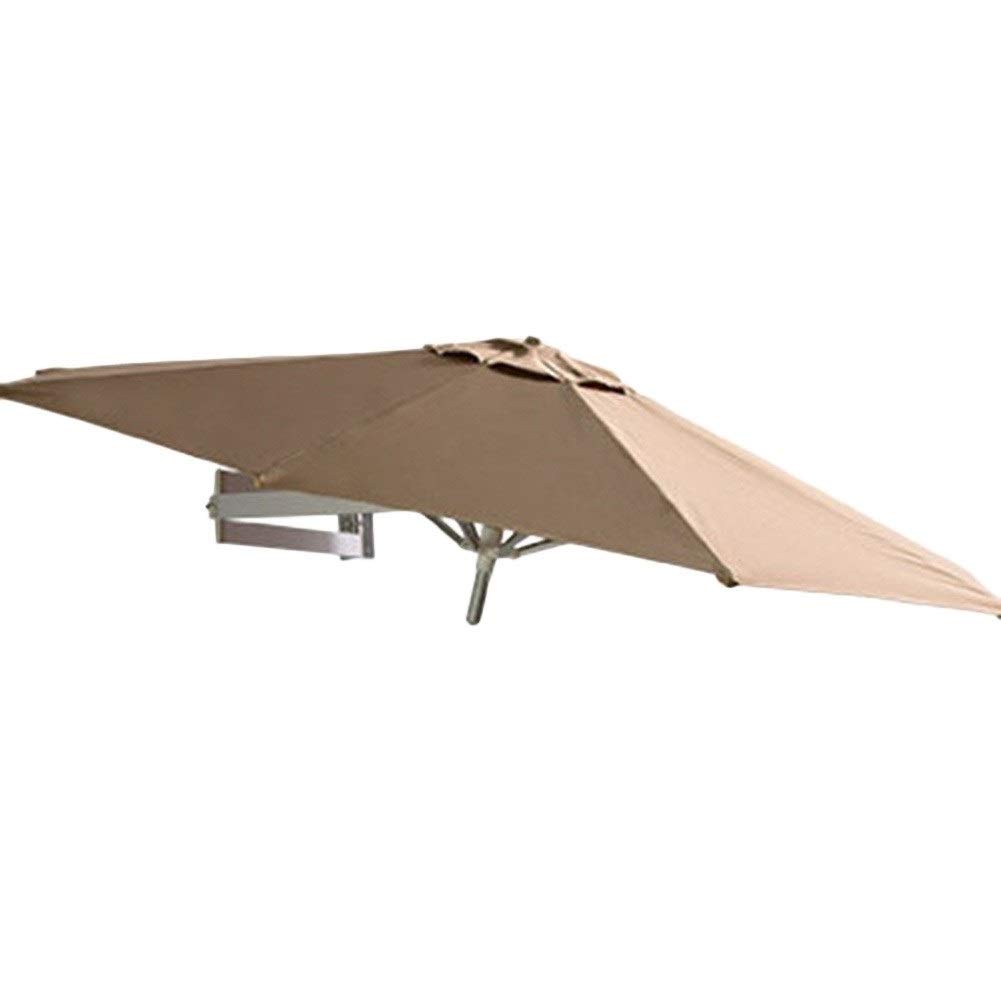 HCZKIUJY Outdoor Round Wall Mounted Parasol, Patio Garden Balcony Yard Umbrella, Tilting Sunshade Wall Umbrella with Aluminium Frame, Wine Red-7.2ft/2.2m (Khaki 7.2ft/2.2m)