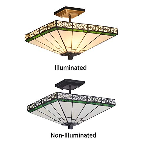 Radiance Goods Tiffany-Style 2 Light Mission Semi-Flush Ceiling Fixture 14" Shade #TOP2