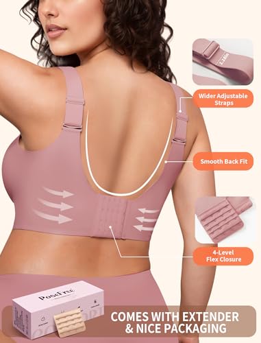 Image of PoseFree Jelly Bras for Women No Underwire, Supportive Wireless Comfort Bra, Full Coverage Back Smoothing Bra