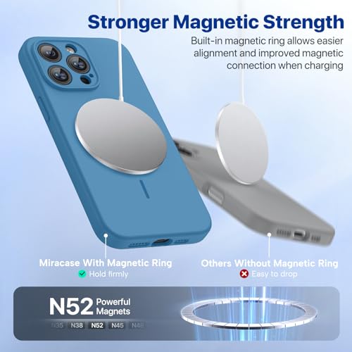 Image of Miracase Magnetic for iPhone 14 Pro Max Case, [Soft Anti-Scratch Microfiber Lining], Compatible with MagSafe, Silicone Shockproof Protection Phone Case for iPhone 14 Pro Max,Capri Blue