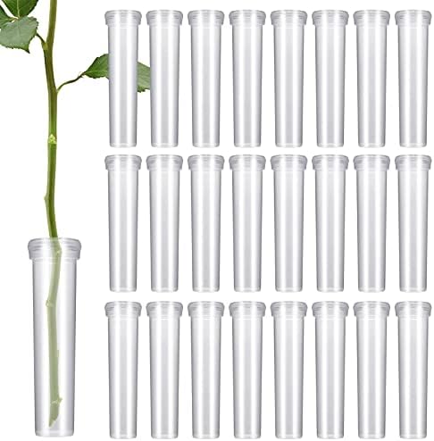 Zocipro 100Pcs Floral Tubes Plastic, 10ml Flower Water Tubes, Reusable Flower Tubes with Lids for Flower Decoration, Flower Arrangements 2.8x0.7 Inch