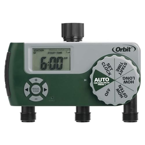 Orbit Programmable Digital Hose Watering Timer - 3 Outlet - Battery Powered - with LCD Screen - Built-in Rain Delay - Water-Resistant - 56082 by Orbit - Used condition - US$65.99