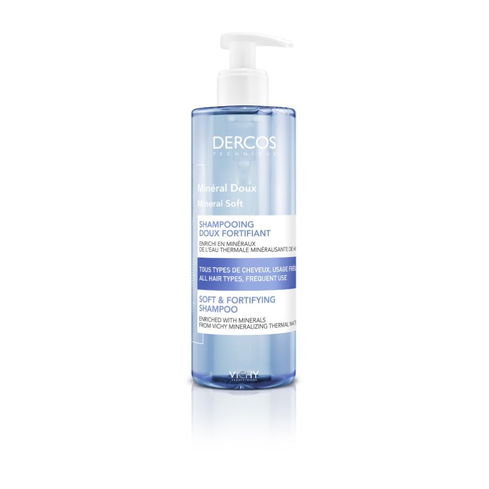 Vichy, Dercos, Minéral Doux, Shampooing Doux Fortifiant, Tous Types de Cheveux, 400ml