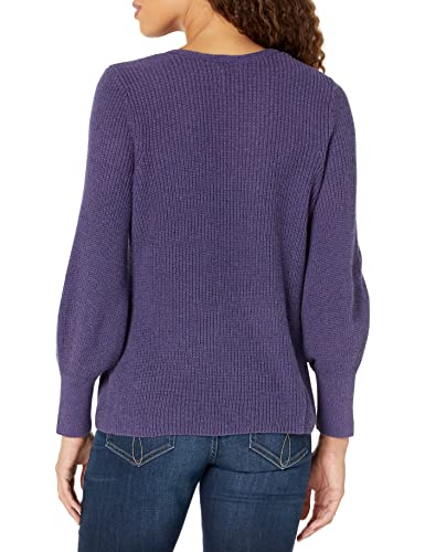 Nic+Zoe Women's Petite Shaker Knit V Neck Sweater, Fig, Pl #TOP2