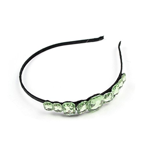 Preisvergleich Produktbild Haarreif dünn in Schwarz mit bunten Glitzersteinen (grün) 020-00154
