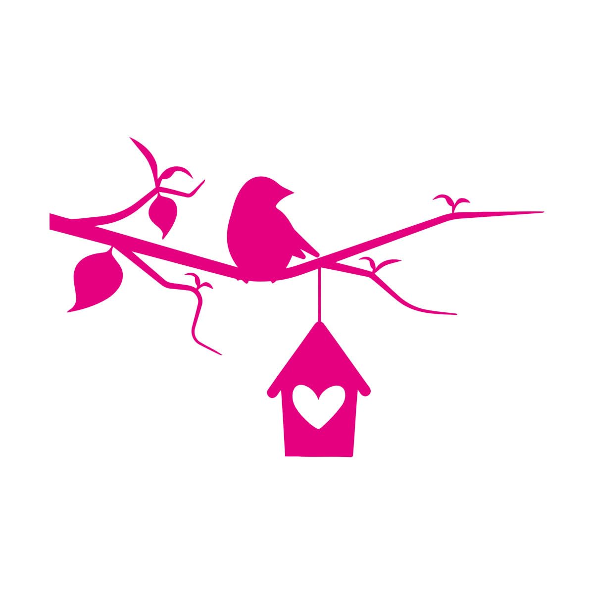 Birdhouse On Tree Bird On Branch Wall Decals PVC 72x111.2cm Art Decoration Extra Large Rosered