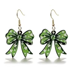 A2-green bow earrings