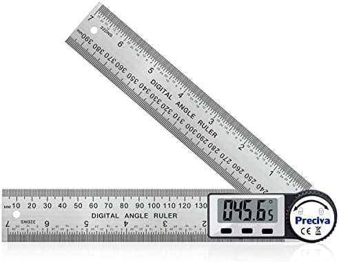 Winkelmesser, Preciva Digitaler-Winkelmesser mit Bildschirm HOLD - und 180° drehbar Funktion, 400mm Winkelschmiege Lineal aus Edelstahl für Holzarbeiten, Heimarbeit - größes Displa