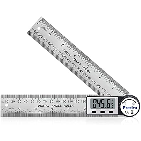Winkelmesser, Preciva Digitaler Winkelmesser mit Bildschirm HOLD - und 180° drehbar Funktion, 400mm Winkelschmiege Lineal aus Edelstahl für Holzarbeiten, Heimarbeit - größes Display Cover