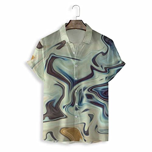 Chemise d'été imprimé tropical abstrait fluide beige vêtement boutonné coupe décontractée