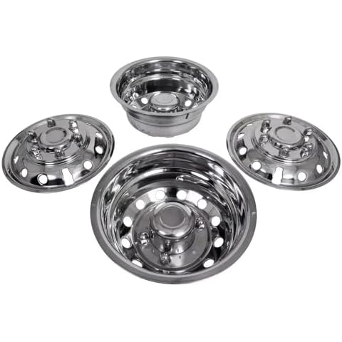 SWIFTHUBCAP 16" Bolt-On Rear Wheel Simulator Compatible with 2015–2025 Ford Transit 350 Dually Vans, 12-Hole Factory-Style Rear Rim Cover, Stainless Steel Replacement Simulator with Mounting Hardware Cover