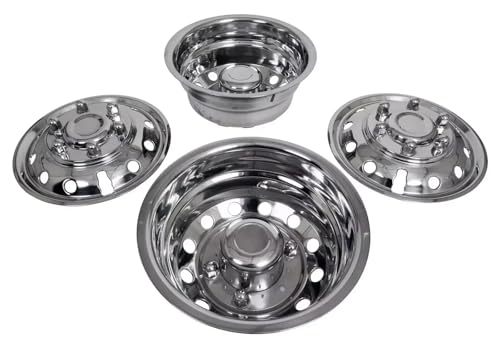 SWIFTHUBCAP 16' Bolt-On Rear Wheel Simulator Compatible with 2015–2025 Ford Transit 350 Dually Vans, 12-Hole Factory-Style Rear Rim Cover, Stainless Steel Replacement Simulator with Mounting Hardware