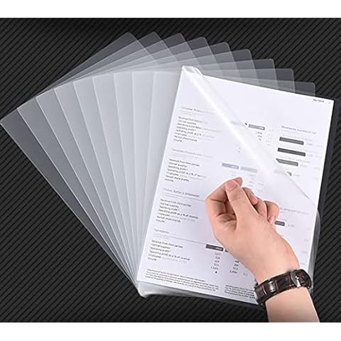 50 Pack Clear Document Folder L-Type Plastic Folder Copy Safe Project Pocket US Letter/ A4 Size in Transparent Color for Store and Organize Photocopies, Speech Drafts, Resumes, Reports Cover