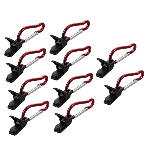 SKISUNO 10 Sets Tarp Clamps Heavy Duty Secure Grip, Aluminium Alloy and Plastic Shade Sail Tarp Clips, No Hole Clamp Kit for Camping and Outdoor Use