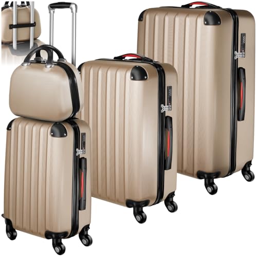 tectake Lot de 4 Valises de Voyage Valise Grande Taille Valise Cabine Valise soute Multifonction en ABS Polypropylène, Valise de Voyage à roulettes Valise avec Trousse...