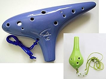 Great Deal!Focalink 6 Holes Soprano C Green Glaze Ceramic Ocarina + 12 Hole Alto C Blue Glazed Ceramic Ocarina - Easy to Learn, Good for Beginner & Great Gift