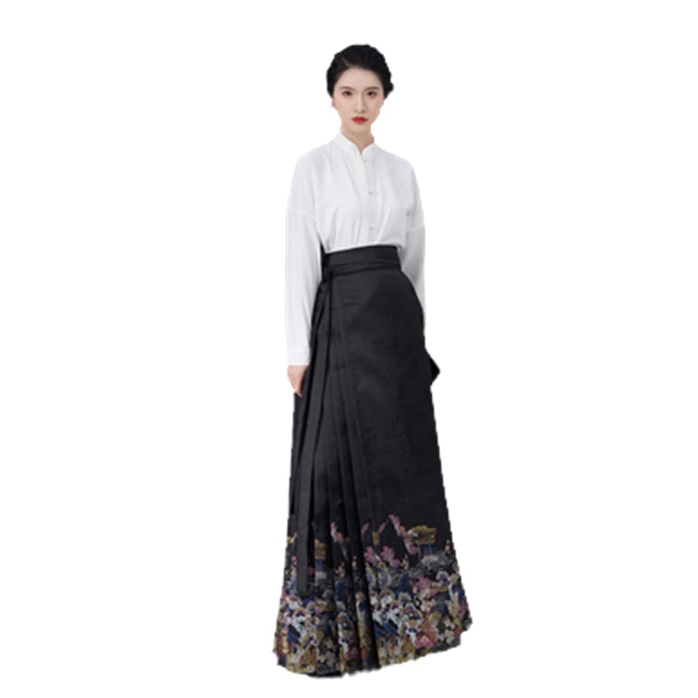 Hanfu Jupe Face de Cheval haut de gamme et chemise à col montant Ming
