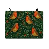 Robin - Copertura superiore per fornello elettrico, motivo natalizio con agrifoglio, lavabile, impermeabile, per piano cottura in vetro, per uso quotidiano, cucina, 71 x 50 cm