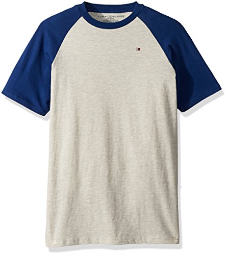 Tommy Hilfiger Little Boys Gordon Short Sleeve Raglan Tee, Oat Heather, Large/6