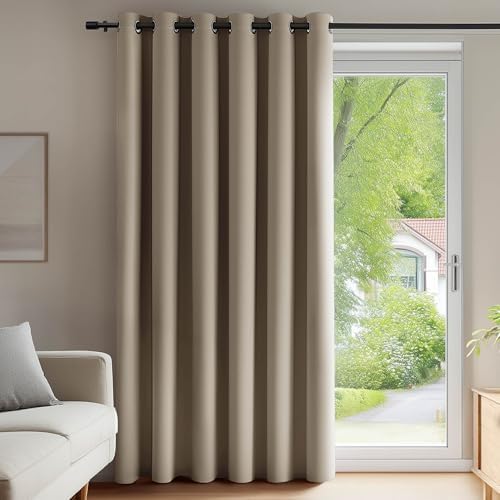 Deconovo Blickdichter Verdunkelungsvorhang Schlafzimmer Thermovorhang Taupe | 1 Stück, H280 x B200 cm, Thermo Vorhänge gegen Hitze, Gardinen mit Ösen für Wohnzimmer, Schlafzimmer,