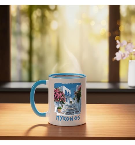 Taza de Cerámica Mykonos Azul y Blanco miniatura 3
