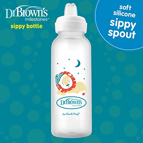 Dr. Brown's Milestones Narrow Sippy Bottle, 100% Silicone Soft Sippy Spout, 8oz/250mL, Fox & Lion, 6m+ - Thumbnail 7