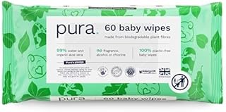 Pura Travel Baby Wipes 100% Plastic Free, 99% Water, Suitable for Sensitive Skin & Eczema Prone Skin, Hypoallergenic. Biodegradable, Compostable, Vegan, 28 x 24 per pack, (672 Wet Wipes)