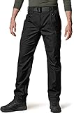 CQR Men's Tactical Pants, Water Repellent Ripstop Cargo Pants, Lightweight EDC Hiking Work Pants, Outdoor Apparel, Duratex Ripstop Black, 34W x 32L
