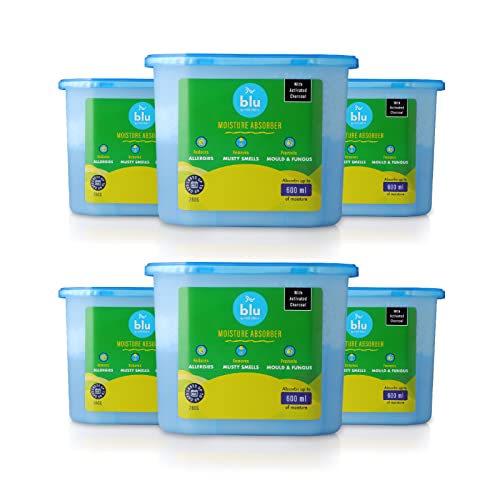 Image of BLU by Absorbia Moisture Absorber with Activated Charcoal Pack of 6 (560ml)