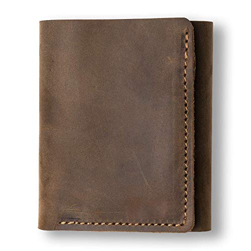 Pegai Personalized 100% Leather Trifold Wallet For Men, Handmade, Slim, Minimalist Design, Make It Personal, Kane (Chestnut Brown) #TOP4