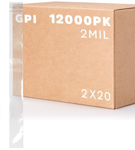 2" x 20" Extra-Long Zip Bags, 12000 Pack, 2 Mil, Reclosable, Clear Plastic