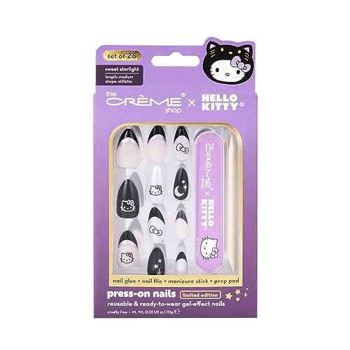 The Crème Shop x Hello Kitty Sweet Starlight Press-On Nails Instant & Reusable Manicure All-In-One Kit for Flawless Application Modern Design for Everyday Glamour Style Set of 1
