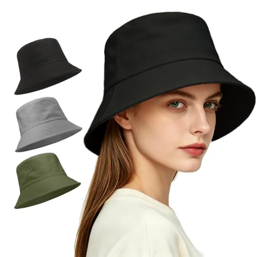 Image of 3 Packs Unisex Athletic Bucket Hat Solid Colors Sun Hat with UV Protection for Outdoor Sports Packable Summer Hats