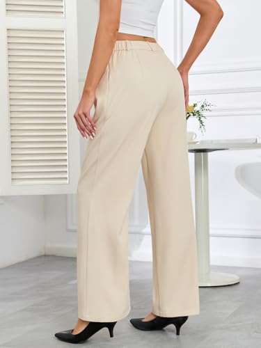 Gracyoga Business Plus Size Suit Pants Summer High Waisted Dress Pants Office Formal Work Trousers Trendy Casual Slacks Apricot XL2