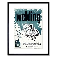 Artery8 War WWII USA Welding Mask Guard Poster Artwork Framed Wall Art Print 12X16 Inch