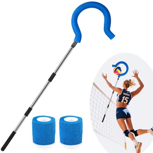 Adjustable Volleyball Spike Trainer with Question Mark Hook Portable Lightweight Hitting Trainer for Serving Spiking & Jump Training Real-Ball Feel Volleyball Gift for Beginners & Pros (No Ball)