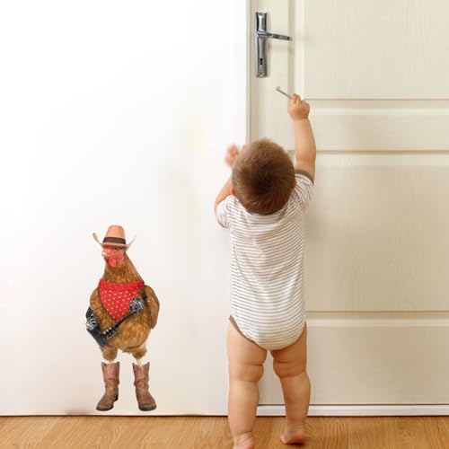 Cowboy Farm Chicken Wall Sticker,Cute Animal Window Sticker,Weird Gift for Friends