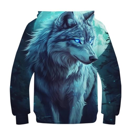 Sweat à capuche loup enfant 9-11 ans pull ado imprimé 3D - 3