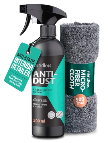 Car Interior Cleaner 500ml with Microfiber Cloth – Car Cleaning Kit for Plastic & Dashboard Care – Deep Cleaning & Protection, Restores Shine & Leaves Fresh Scent