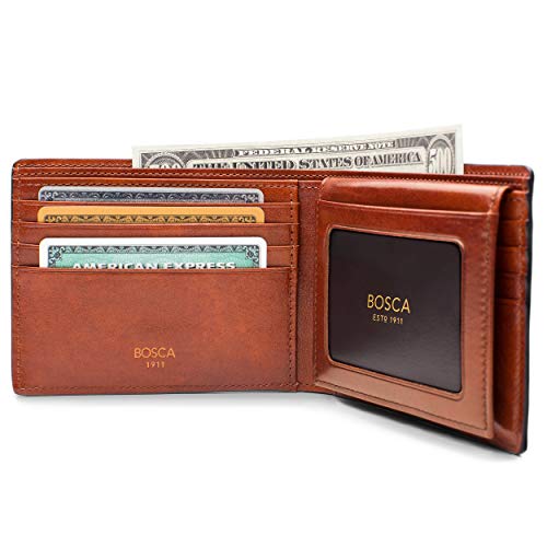 Bosca Men's Wallet, Dolce Leather Credit Wallet With I.d. Passcase, Amber #TOP3