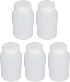 Bettomshin 5Pcs 100ml PE Plastic(Food Grade) Bottles, Wide Mouth Lab Reagent Bottle Liquid/Solid Sample Seal Sample Storage Container with Graduated Scale
