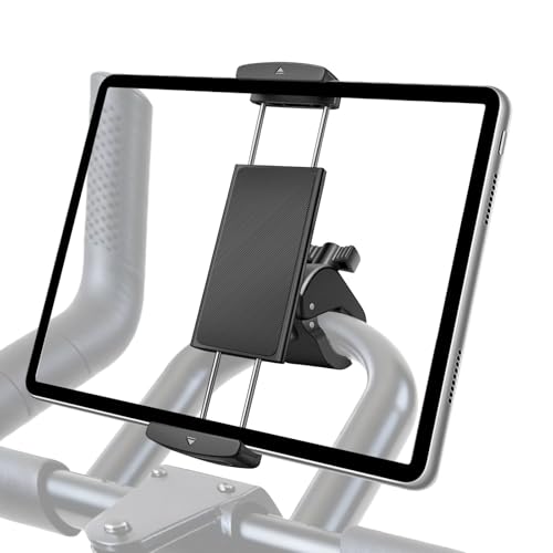 EEEKit Exercise Bike Tablet Holder, Spin Bike Tablet Holder Mount, 360° Adjustable Handlebar Stand, Compatible with IPad, and 4-13Inch Devices, for Stationary Bicycle, Treadmill, Microphone Stand