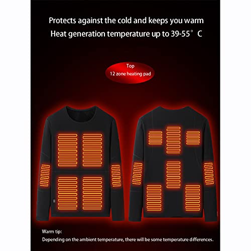 Electric Heated Thermal Underwear Set Usb Heated For Men Women Outdoor Winter Warm Base Layer Sport Top & Bottom,Men Black,Xl #TOP3