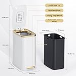 CEROELDA Small Bathroom Trash Can with Lid Soft Close-5L/1.3 Gal Stainless Steel Garbage Can-Step Pedal Wastebasket Slim Trash Bin for Office, Bedroom, Toilet, Live Room-White - Image 5