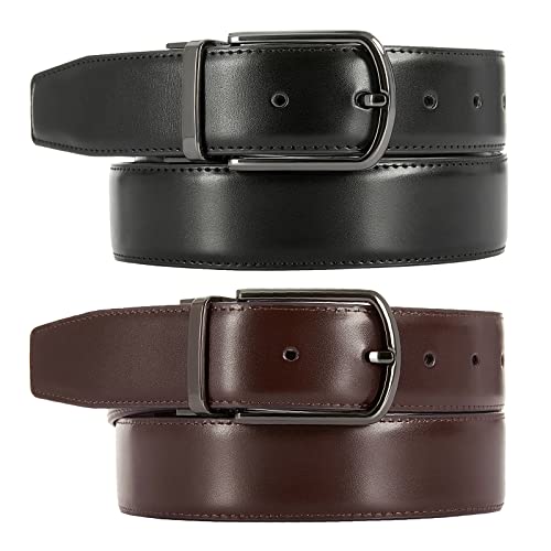 Reversible Leather Belts For Men Big and Tall 32"-62" Trim To Fit With Gift-Box2