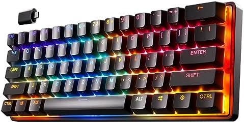 SteelSeries Apex Pro Mini, hipermagnetyczna bezprzewodowa klawiatura gamingowa - Kompaktowa obudowa 60%  Bluetooth  2,4 GHz  USB-C  Amerykański układ QWERTY