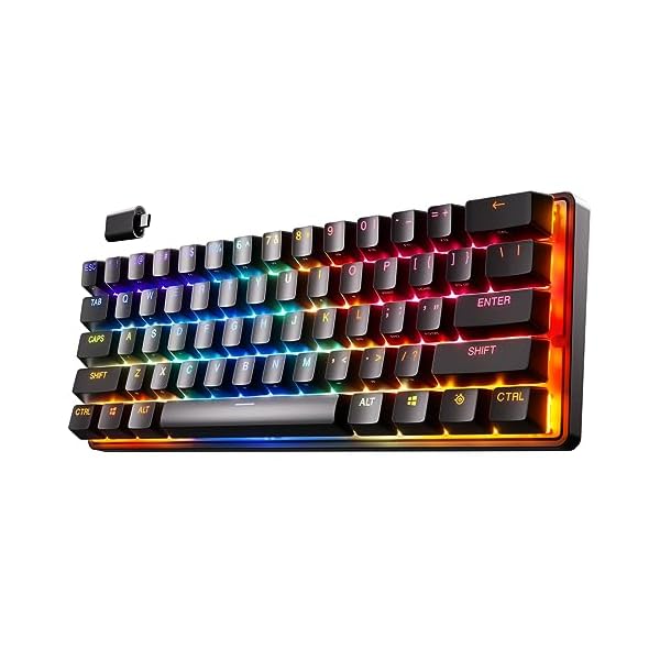 SteelSeries Apex Pro Mini Wireless HyperMagnetic Gaming Keyboard – Compact 60% Form Factor – Adjustable Actuation – RGB – PBT Keycaps- Bluetooth – 2.4GHz – USB-C