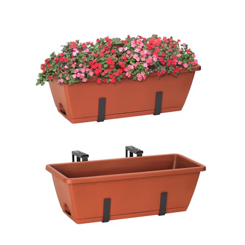 Szjuanwang Railing Planter Box, 2 Pack Deck Hanging Planters For Railings cover