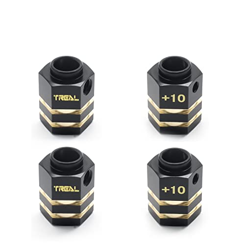 Treal Brass Extended Wheel Hubs Hex Pins Black 4pcs-Set Compatible with TRX-4 RC Car +10mm